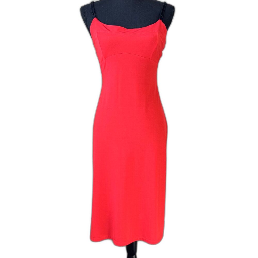 Size M Y2K Vintage Betsey Johnson red black slip dress Grunge Minimalist 10713